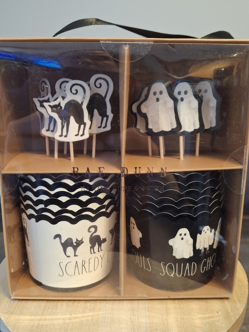 New Rae Dunn Halloween Cupcake Kit - Black & White Ghosts and Cats